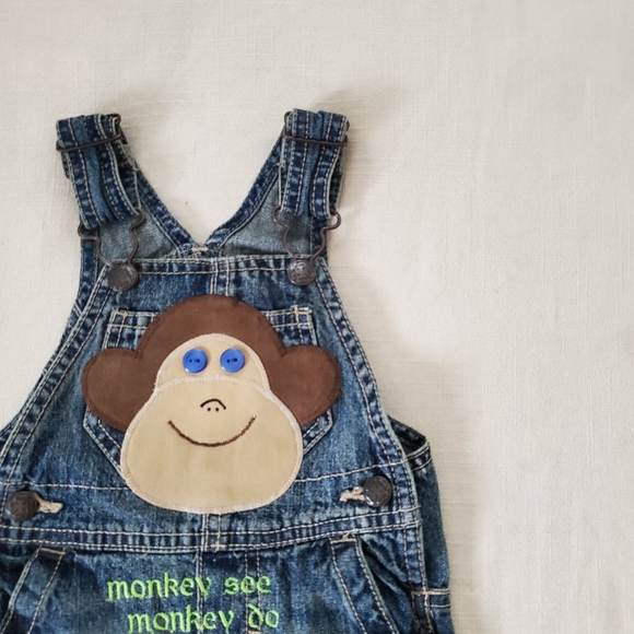 Oshkosh Denim Monkey Overalls Custom Applique 6 Months - Picture 3 of 9